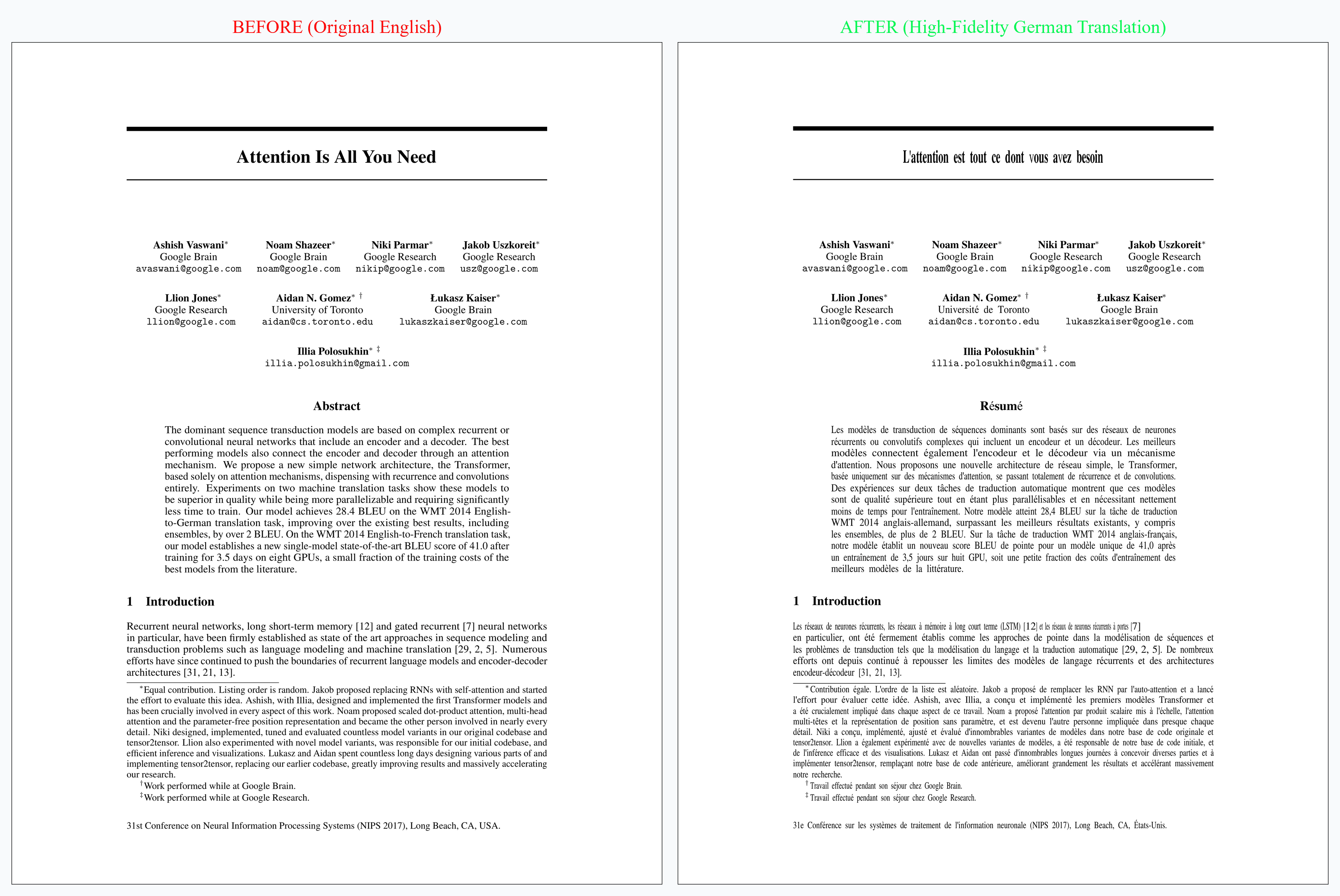 English to French Layout Comparison